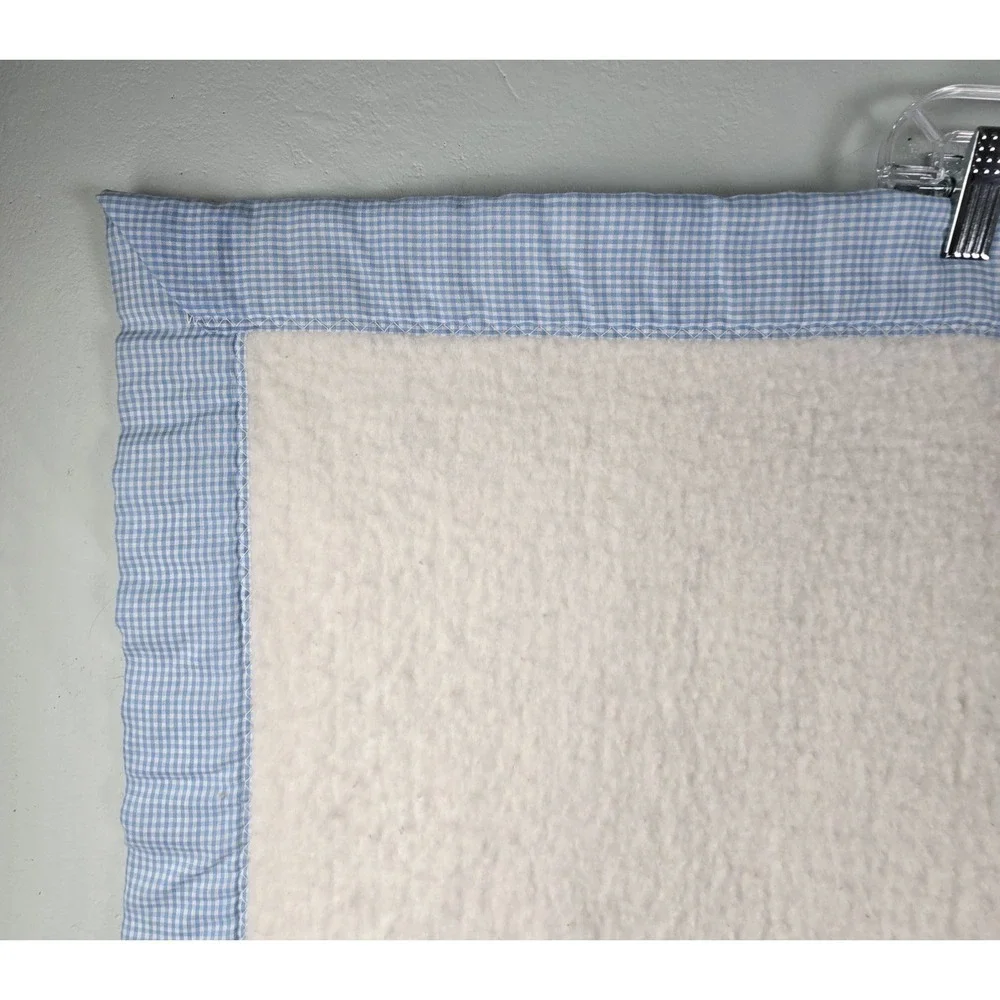Quiltex Vtg Peter Rabbit Beatrix Blue Applica Throw Blanket Blue‎ Gingham Edge